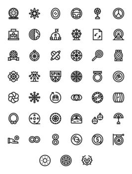 negrita línea píxel alineado íconos desde circular conjunto con 45 64 x 64 íconos vector