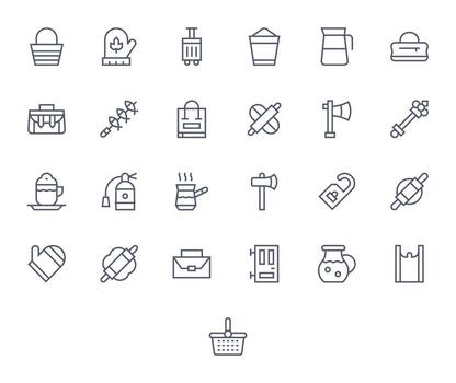 25 Detail Enhanced Icons themed around Handle in Retina Ready Regular Line format vector