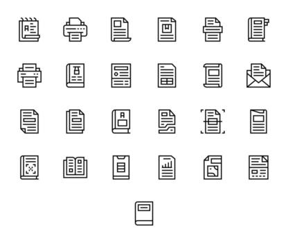 25 64 x 64 regular línea íconos optimizado para pdf píxel alineado monitor vector