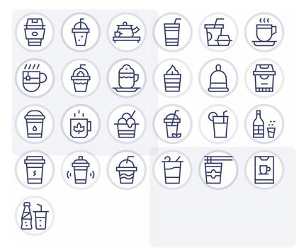 Cup featuring 25 High Resolution Icons in Regular Line Design vector