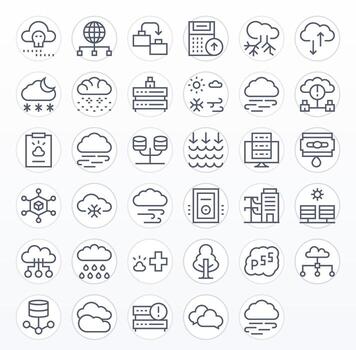 35 regular línea píxel alineado 256x256 íconos desde nube suite vector