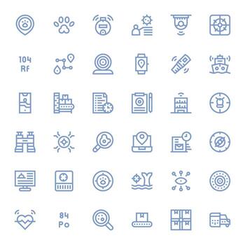Tracking Pixel Optimized Set with 36 High Resolution Bold Line Icons vector