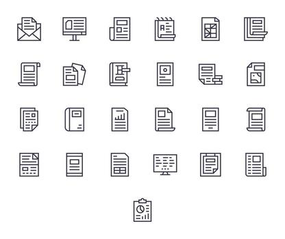 25 Icons for Excel featuring High Resolution Display Perfect Regular Line Graphics vector