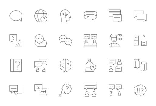 24 256x256 Thin Line Pixel Aligned Icons for Question Projects vector
