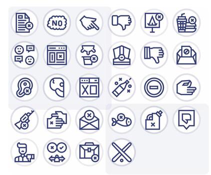 28 64x64 Bold Line Icons optimized for Reject Pixel Aligned display vector