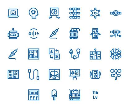 circuito exhaustivo haz con 28 píxel alineado negrita línea 256x256 íconos vector