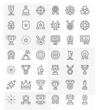 42 Pixel Optimized Icons themed around Excellence in Retina Ready Regular Line format vector