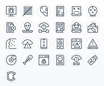 25 Display Perfect Regular Line Icons from Corrupted Collection vector