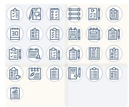 que hacer lista icono conjunto con 25 regular línea 64 x 64 detalle mejorado gráficos vector