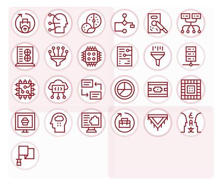 Data Processing Essential Set including 25 Pixel Optimized Regular Line 256x256 Icons vector