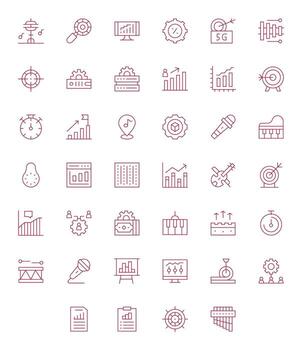 Performance Icon Set with 40 Thin Line High Resolution Grid Fitted Graphics vector