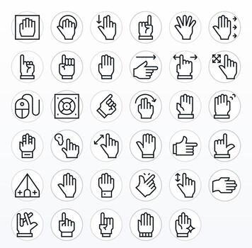 35 Retina Ready Regular Line Icons for Cursor with Display Perfect precision vector
