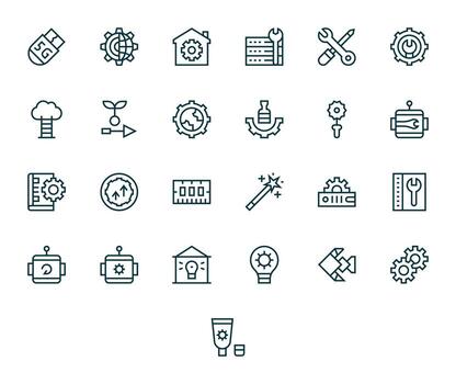 Upgrade Essential Set including 25 Pixel Aligned Regular Line 256x256 Icons vector