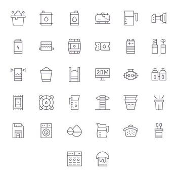 Capacity Digital Pack containing 32 Pixel Aligned Thin Line High Resolution Icons vector