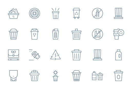 24 Editable Icons themed around Recycle in 128x128 Thin Line format vector