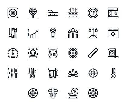 28 Editable Bold Line Icons designed for Metric Interface vector