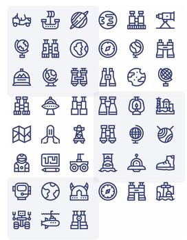 Exploration Graphics Pack including 45 Bold Line High Resolution Display Perfect Icons vector