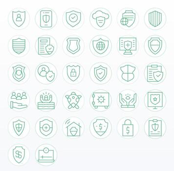 32 íconos para salvaguardia optimizado en píxel Perfecto 64 x 64 Delgado línea resolución vector