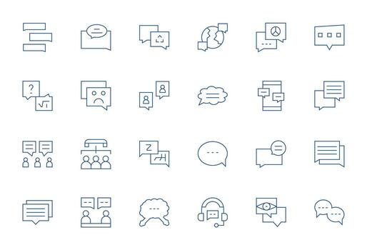 Chat Icon Repository containing 24 Thin Line 128x128 Pixel Optimized graphics vector