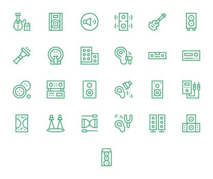 Amplifier Icon Library with 25 Regular Line Retina Ready Display Perfect Designs vector