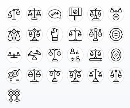 25 Editable Regular Line Icons from Equality Collection vector