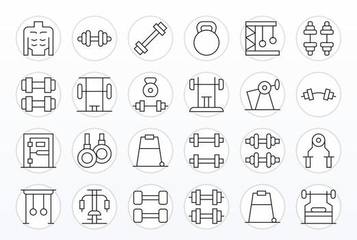 24 Editable Thin Line Icons designed for Bodybuilding Interface vector