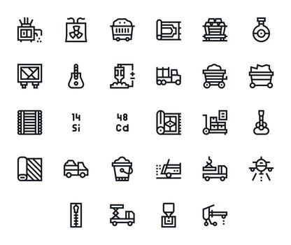 28 Icons for Material featuring 256x256 Pixel Optimized Bold Line Graphics vector