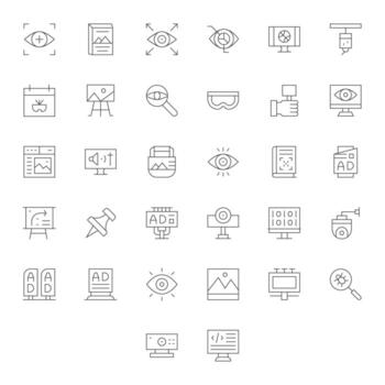 Visual featuring 32 128x128 Icons in Thin Line Design vector