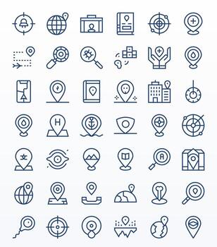 42 íconos para determinar con precisión presentando 128x128 editable regular línea gráficos vector