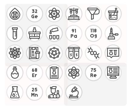 28 Icons for Chemistry optimized in PIXEL Perfect High Resolution Bold Line resolution vector