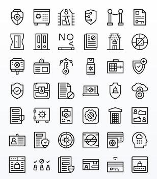 Access Control Essential Set including 42 PIXEL Perfect Regular Line 256x256 Icons vector