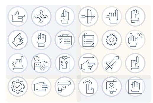 24 Icons for Action featuring High Resolution Pixel Optimized Thin Line Graphics vector