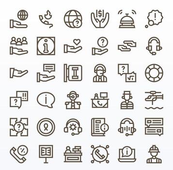 36 64x64 Bold Line Icons for Help with Pixel Optimized precision vector
