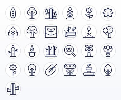 25 Display Perfect Retina Ready Icons for Botany in elegant Regular Line design vector