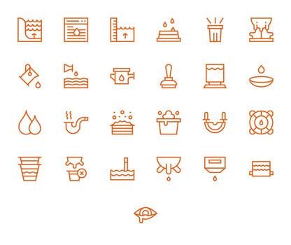 25 Retina Ready Icons for Overflow in PIXEL Perfect Regular Line Format vector