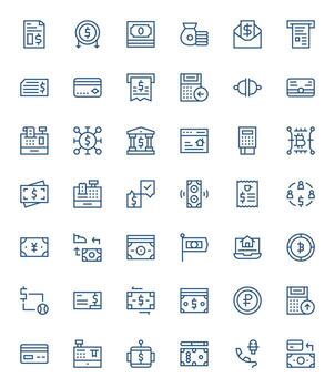 42 128x128 regular línea píxel optimizado íconos para transacción proyectos vector