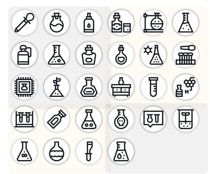 Flask Graphics Pack including 28 Bold Line High Resolution Grid Fitted Icons vector