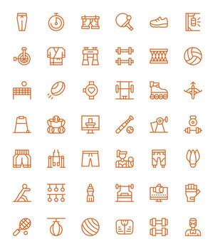 42 Pixel Aligned 128x128 Icons for Exercise in elegant Regular Line design vector