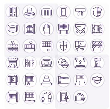 Barrier Icon Toolkit featuring 35 Display Perfect Retina Ready Regular Line elements vector