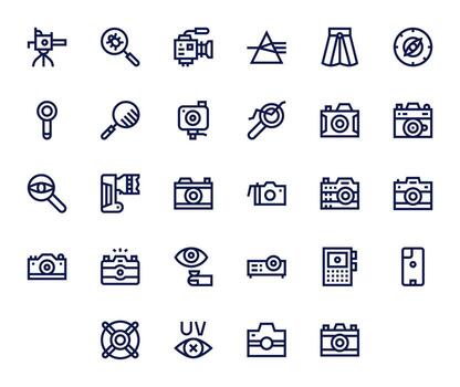 28 Bold Line Icons from Lens in High Resolution Display Perfect Quality vector