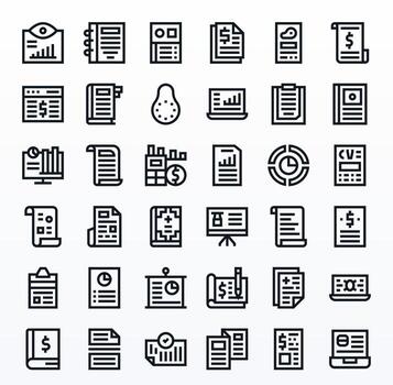 36 Icons for Summary optimized in PIXEL Perfect 256x256 Bold Line resolution vector