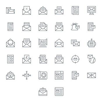Newsletter Exclusive Set featuring 32 Thin Line PIXEL Perfect High Resolution Icons vector