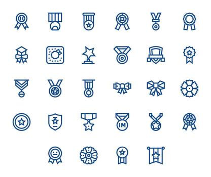 28 Icons for Distinction optimized in Editable 64x64 Bold Line resolution vector