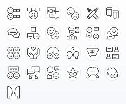 Opinion Icon Toolkit featuring 25 Pixel Optimized 128x128 Regular Line elements vector