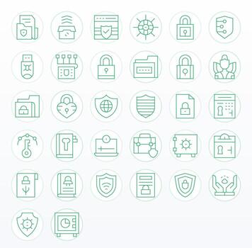 32 Thin Line PIXEL Perfect Icons crafted for Encryption 256x256 applications vector