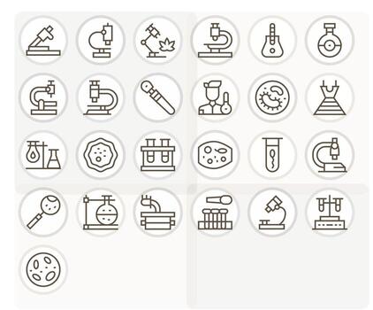 Microscope Premium Bundle with 25 High Resolution Pixel Optimized Regular Line Icons vector