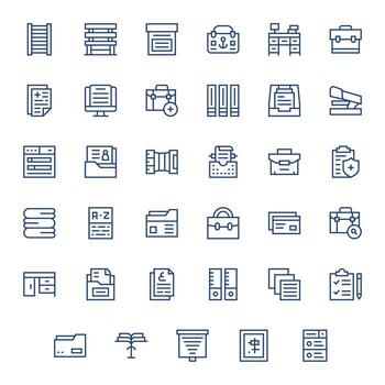 35 256x256 editable íconos para documentos en regular línea tema vector
