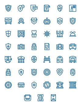 45 Bold Line Pixel Optimized Icons crafted for Safe High Resolution applications vector