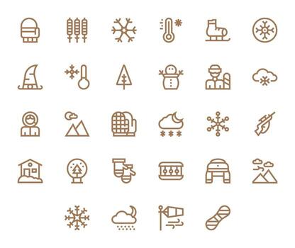 28 Bold Line Icons designed for Snow in High Resolution Pixel Aligned format vector