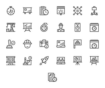 25 Retina Ready Icons for Project in Editable Regular Line Format vector